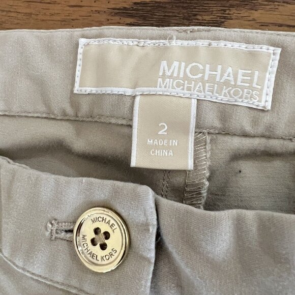 MICHAEL KORS Women's Stretch Skinny Tan Ankle Pants Size 2 Mid Rise Zip Pockets - Picture 5 of 12